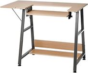 Sewing Online Small Sewing Table, Wood/Dark Grey Legs - Sewing Machine Table with Adjustable Platform, Drop Leaf Extension and Storage Shelf. Use as a Quilting/Craft Table or Computer Desk - WC1014