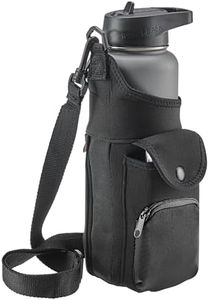 Smooth Trip AquaPockets Water Bottle Holder - Insulating Neoprene Water Bottle Sling Bag with Phone Pouch, Zippered Pocket and Shoulder Strap - Stretches to Fit up to 32 oz. Flasks and Bottles