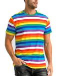 COSAVOROCK Pride Tshirt Mens Rainbow Shirt Casual Short Sleeved Shirts Multicoloured M