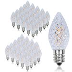 MEILUX 50pack Shatterproof & Waterproof C7 Replacement LED Light Bulbs, Strawberry Christmas Bulb 2200K Warm White Outdoor String Lights Bulb, E12 Candelabra Base Edison LED Light Bulbs for Holiday