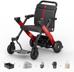 Foldable Electric Wheelchair Rollator Walker Combo for Adults & Seniors, Lightweight Motorized Transport Wheelchair with PAi Smart Safety System, Airline Approved, Travel Size, 18 Miles Range, Red