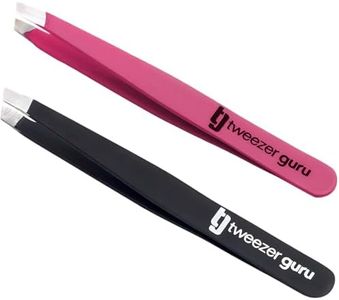 2-Pack Slant Tip Stainless Steel Tweezers for Eyebrows - Professional Precision Tweezing for Facial Hair