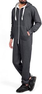 Uptickwear Men's Unisex Onesie Jumpsuit Elegant One Piece Pajama Playsuit Men's Sleepwear All in One (X-Large, Charcoal)