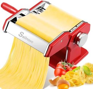 Sailnovo Pasta Maker Machine, 180 Aluminum Alloy Pasta Roller with 9 Adjustable Thickness Settings and 2 Cutter, Noodle Maker for Spaghetti, Fettuccini, Lasagna Red