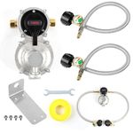 RV Propane Regulator 2 Tank-2-Stage Auto Changeover LP Propane Regulator for RV Includes Gauge and 2X 18 Pigtail Propane Hoses,Ideal for Trailers and Camper RVs (Silver)