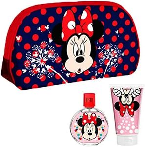 AIR VAL Set Minnie Mouse, Profumo per Bambini (50 ml) e Gel Doccia (100 ml) + Bella Borsa da Toilette Regalo per Ragazze Occhiali, Oro Lucido, Taglia Unica Donna