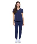 Natural Uniforms Womens Essential Cool Stretch Jogger Scrub Set (True Navy Blue, Large)