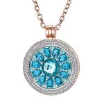 Morella 70cm Ladies Necklace and Zirconia Coin Holder Attachment with 33mm Coin Turquoise in Jewellery Pouch