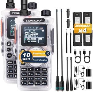 TIDRADIO TD-H8 10Watt Ham Handheld Radio, Bluetooth Programming, Repeater Capable Dual Band Long Range Two Way Radios Walkie Talkies with 4PCS Batteries 771 Long Antenna -Crystal, 2Pack Full Kit