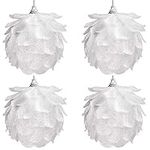 Pine Cone Ornaments (4 Pack) - Large White Sparkling Plastic Pine Cone Christmas Tree Decorations with Strings - Pine Cones for Crafts Wreaths Garlands Thanksgiving Gifts Xmas Party Hanging Décor