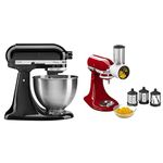 KitchenAid Classic Series 4.5-Quart Tilt-Head Stand Mixer, Onyx Black (K45SSOB) + Fresh Prep Slicer/Shredder Attachment (KSMVSA)