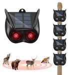 Solar Animal Repeller Outdoor 4 Packs, Nocturnal Animal Deterrent with Red LED Flashing Lights, Waterproof Wild Device for Chicken Coop, Cat, Skunk, Wolf, Deer, Coyote, Fox, Raccoon