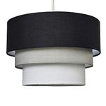 MiniSun Round Modern 3 Tier Fabric Ceiling Pendant Lamp Light Shade in Black