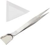 10pcs White Triangle Bead Sorting Trays and 1pcs Silver Color Handy Tweezer with Scoop, Craft Beading Tweezers, Jewelry Tweezers for Seed Beads Diamond Jewelry Making, Pick up Beads Tools Supplies