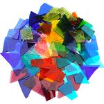 LITMIND 2.2LB Transparent Stained Glass Sheets - Irregular Glass Mosaic Tiles & Broken Glass Pieces for Crafts, Stained Glass Projects, Assorted Colors & Shapes