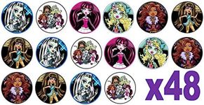 48 Monster High 3cm Mini Discs Edible Wafer Paper Disc Cupcake Toppers (NOT PRE CUT)