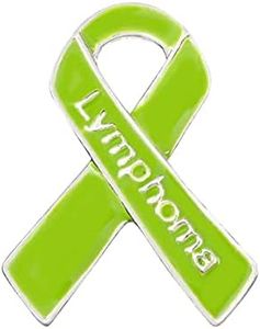 Lime Green Ribbon Shaped Pins Lymphoma Awareness - 25 Pins