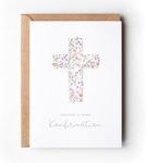 Paperlane by Essi 10 Invitation Cards Confirmation Flowers Cross with Envelopes, Boho Invitations Confirmation Floral to Fill in, Pastel Girls Invitation (Invitation Confirmation Floral Cross)