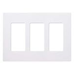 Lutron Claro 3 Gang Decorator/Rocker Wallplate, Gloss, White (24-Pack) | CW-3-WH