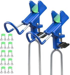 E-jades Fishing Rod Holder for Ground, 2 Pack Bank Fishing Pole Holders with 10 Fishing Bells, Heavy Duty Reinforced Nylon, 360° Adjustable for Shore, Beach, Sand & Catfish Fishing