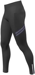 Men's Cycling Pants Padded Thermal Windproof Bike Bicycle Tight Trousers Pockets Black L