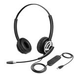 USB Headset with Microphone for PC, Computer Headset with Mic Noise Cancelling, Wired Headphones Dual Ear for Call Center & Business Offices, Work with Skype Microsoft Teams Zoom 3CX Webinar Webex