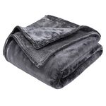 GonZalo GraCia. Fleece Blanket Reversible Dark Grey Throw For Sofa 150x200cm Faux Fur Bed Blanket 400 GSM Winter Warm (Dark Grey, Double)