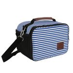 Umami Insulated Lunch Bag Women & Men, w/Adjustable Shoulder Strap & Water Bottle Pocket, Perfect-Size Adult Lunchbox Cooler Bag, Great for Work and Travel, Loncheras Lunch Box (Black and White)