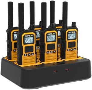 Retevis RB48P 5W Walkie Talkies Long Range, Heavy Duty Rechargeable Two Way Radios, Waterproof, Shock Resistant, Group Call, VOX(6 Pack with Gang Charger)