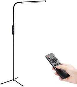 LED Floor Lamp - HaiZR 15W Standing Floor Lamps with 4 Color Temperature/5 Brightness Adjustment/Timer / Memory Function, Adjustable Gooseneck Modern Reading Floor Lamps for Bedrooms, Living Room, Office, w/Remote