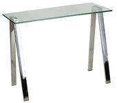 Cortesi Home Trixie Glass Top Desk with Stainless Steel Frame