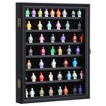 VERANI Minifigure Display Case - Miniature Action Figure Display Box - Wall Mount Figures Memorabilia Display Cabinet for with Uv Protected Anti Fade 92% Clear for Small Objects Lockable Large Black