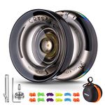 MAGICYOYO Dual Purpose Yoyo for Kids Beginner, Responsive Yoyo K2 Crystal Black, Trick Yoyo Professional Ball with Unresponsive Bearing + Bearing Remover + Axle + Axle Tool + Bag + 12 Yoyo Strings