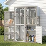 Magazoopet Walk-in Catio with Storage Cabinet, Large Outdoor Cat Enclosure