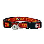 NFL CAT Collar Kansas City Chiefs Satin Cat Collar Football Team Collar for Dogs & Cats. A Shiny & Colorful Cat Collar with Ringing Bell Pendant