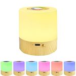 Mini LED Night Light, Touch Control Smart Table Bedside Lamp, Timing 2/4 Hours, Dimmable, USB Rechargable, Portable, RGB Color Changing for Children, Bedroom, Breastfeeding (Woodgrain)