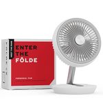 NUUK FOLDE Cordless & Rechargeable 7 Inch Table Fan | 180˚ Folding for Easy Carrying | 4 Wind Speeds | BLDC Fan with 15 Hour Run Time | Ultra Quiet & Lightweight | Perfect for Home, Office & Kitchen