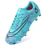 Dhinash Boys' Football Boots Kids Astro Turf Trainers Spikes Football Shoes Girls Cleats Soccer Shoes Junior Sports Shoes Outdoor Athletic Sneakers Unisex Turquoise 13UK