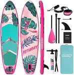 Inflatable Stand Up Paddle Board with Premium iSUP Bundle Accessory Pack, Durable, Lightweight with Stable Wide Stance - SUP for All Skill Levels (PINK) (10'6" PINK)