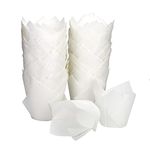 200pcs Tulip Cupcake Liners, Brand Name Standard Greaseproof Paper Baking Cups Muffin Liners Holders Perfect for Bridal Showers, Baby Showers, Birthday Parties, Banquets, and Catering Events (White)
