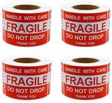 BlackDreams® 2"*3" Do Not Drop Thank You Fragile Stickers Adhesive Label 300 Per Roll - Pack of 4