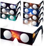 Andbasis 8P Solar Eclipse Glasses ISO 12312-2:2015(E) & CE Certified 2024 Approved Safe Shades for Direct Solar Eclipse Viewing, Large Eclipse Glasses AAS Recommended List(Eight Planets, Plus Lens)