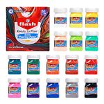 Flash Pouring Medium for Acrylic Painting-Fluid Art Kit-16 Colors High Flow Acrylic Paint Set For Pouring on Canvas Glass Paper Wood Tile Stones Etc-No Mixing Needed-50 ml each(1.6 Oz)-Multicolor