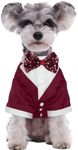 Kuoser Dog Tuxedo,Dog Wedding Suit with Bow Tie Formal Dogs Tux Pet Wedding Party Birthday Costume,Doggy Valentines Christmas Halloween Graduation Outfit Cosplay for Small Medium Large Dogs,Red 2XL