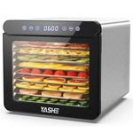 YASHE Food Dehydrator Machine, 9-Tray Dehydrator for Food and Jerky, Herbs, Veggies, Fruits, Up to 75℃ Temperature & 48H Timer, 9 Stainless Steel Trays, 9 Mesh Sieves, 1 Fruit Roll Tray, 800W