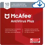 McAfee AntiVirus Protection Plus | 10 Device | Internet Security Software | PC/Mac/Android/iOS | 1 Year Subscription | Download Code