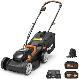 WORX 40V 14" Cordless Lawn Mower for Small Yards, 2-in-1 Battery Lawn Mower Cuts Quietly, Compact & Lightweight Lawn Mower with 6-Position Height Adjustment WG779 – 2 Batteries & Charger Included