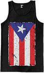 Distressed Puerto Rico Flag Men's Tank Top (Black, Medium)