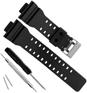 Natural Resin Watch Band Strap for Casio Mens G-Shock GD120/GA-100/GA-110/GA-100C (Black)