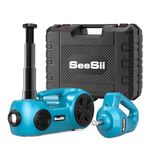 SEESII Electric Car Jack Kit: 5 Ton 45 cm Lift Range Car Jack Hydraulic with Impact Wrench and Tire Inflator, 12V Portable Floor Jack for SUV/Truck/Sedan Emergency Roadside Tire Change & Garage Repair